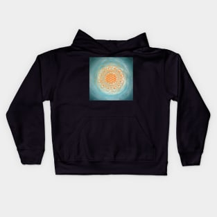 Flower of life mandala "Ocean" gold on turquoise Kids Hoodie